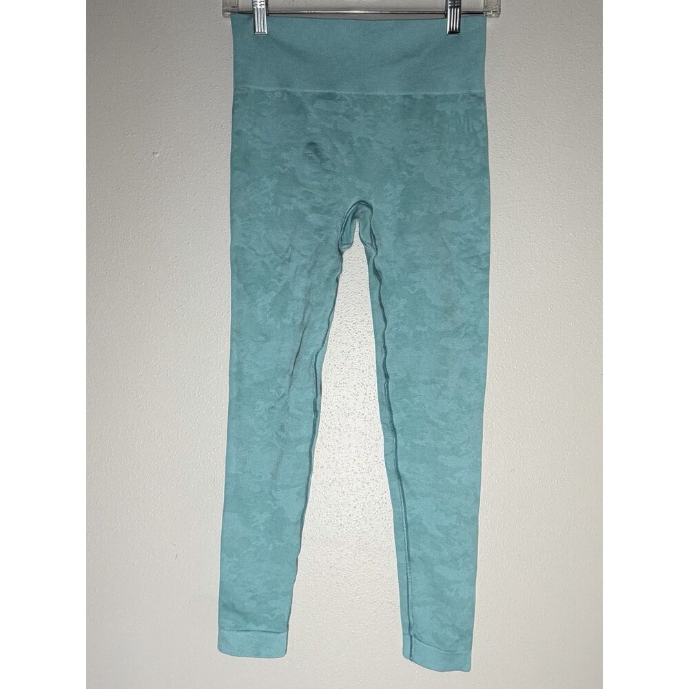 Gymshark Adapt Light Green Camo Seamless Leggings Sz Medium Turquoise Workout